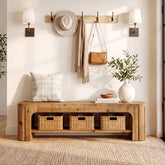 Tribesigns 62.99-Inch Solid Wood Shoe Storage Bench, 2-Tier Entryway Bench for Hallway and Bedroom 3