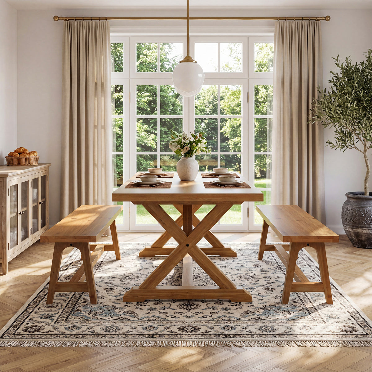 Tribesigns 63-Inch Solid Wood Dining Bench, Farmhouse Kitchen Bench for Dining Room