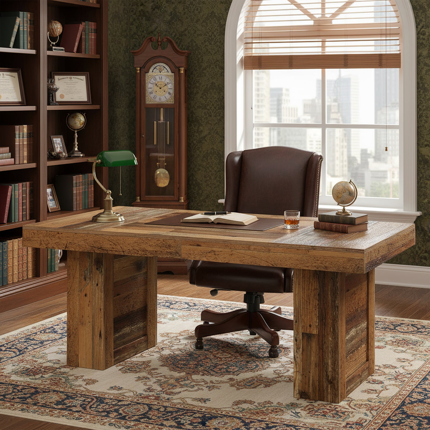 Tribesigns 63 Inch Farmhouse Executive Desk, Large Wooden Computer Desk with Heavy Duty Legs for Home Office