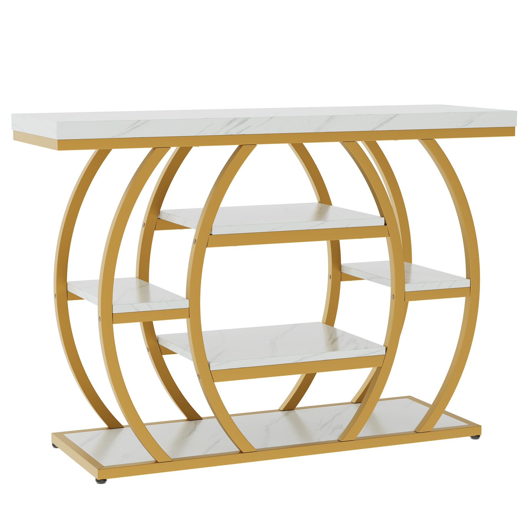 41.3-Inch Modern Console Table with 5-Tier Storage, Narrow Faux Marble Entryway Table for Living Room and Hallway