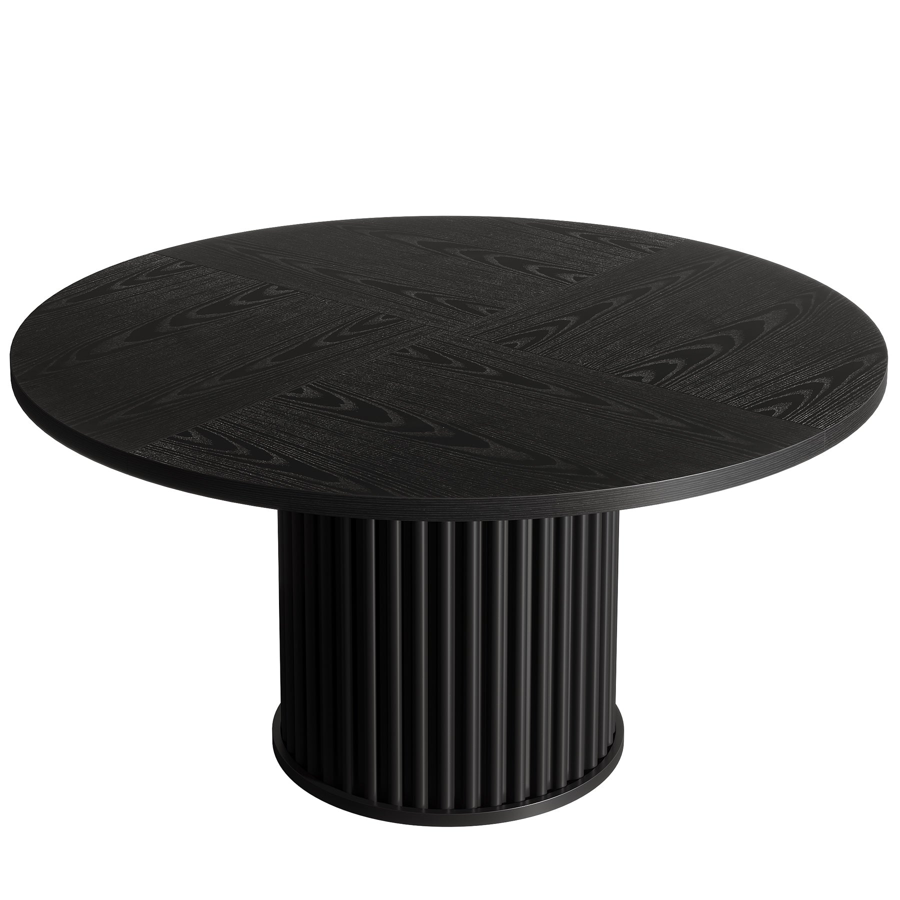 47" Round Dining Table for 4–6 People, Modern Farmhouse Kitchen Table with Fluted Pedestal Base