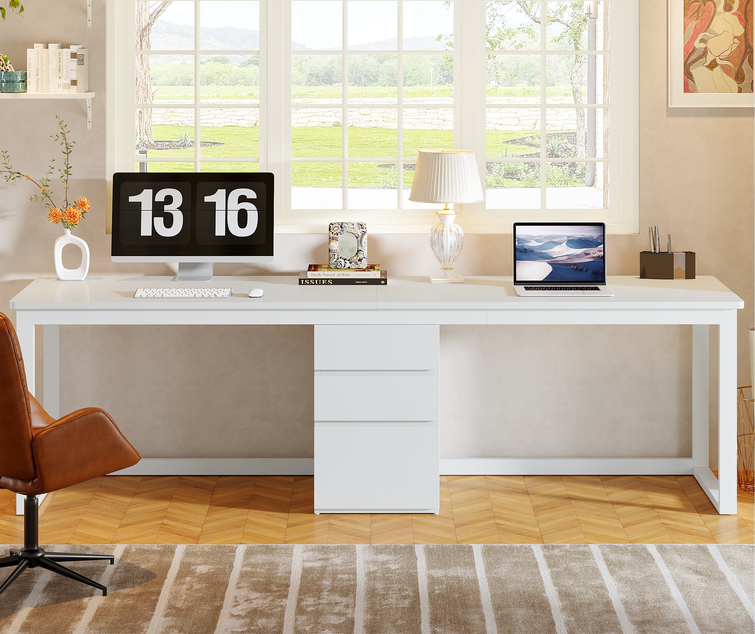Tribesigns 78.7-Inch 2 Person Computer Desk with 3 Drawers, Extra Long Double Desk for Home Office