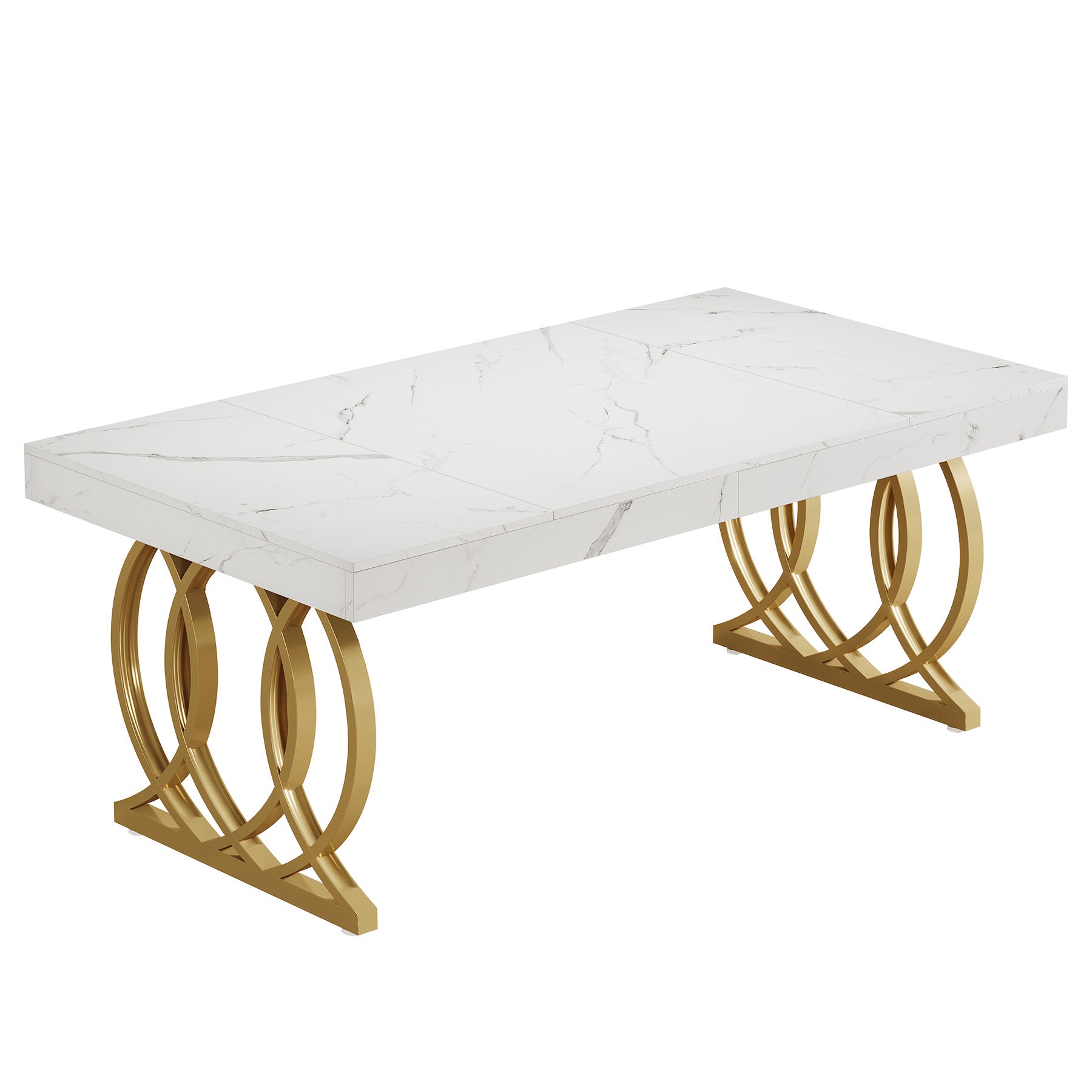 Tribesigns 63-Inch Modern Dining Table for 4-6 People, Faux Marble Kitchen Table with Gold Legs