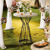 35.4-Inch Round Bar Table, Modern Faux Marble Bistro Pub Table 3