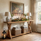 63 Inch Solid Wood Console Table with Storage, 2 Tier Farmhouse Sofa Table 3