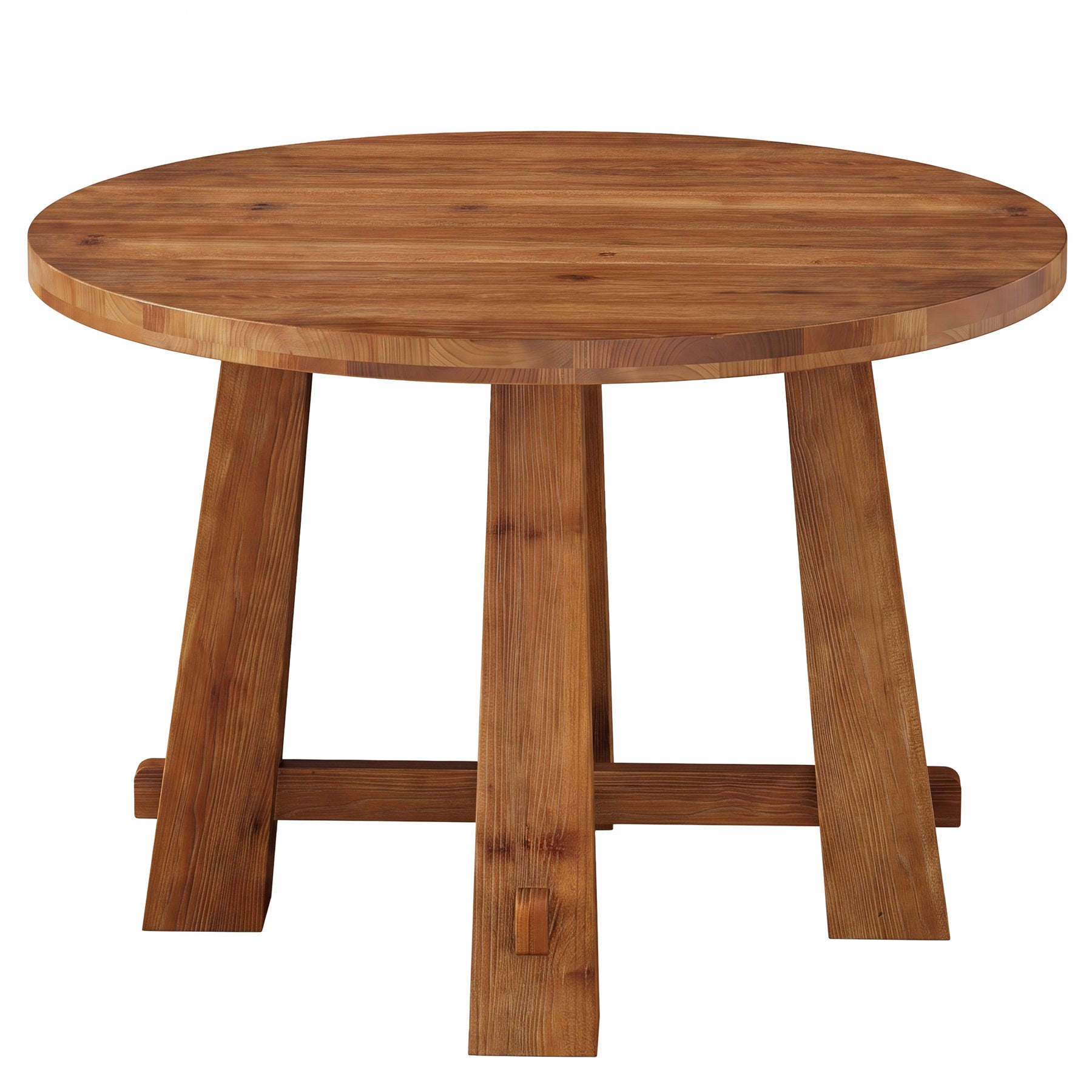 39.4 Inch Solid Wood Round Dining Table with Cross Base, Farmhouse Kitchen Table for 2-4