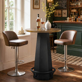 Tribesigns 31.5" Round Bar Table with Hexagonal Base and Metal Footrest, 39.4" High for Home Bars 3