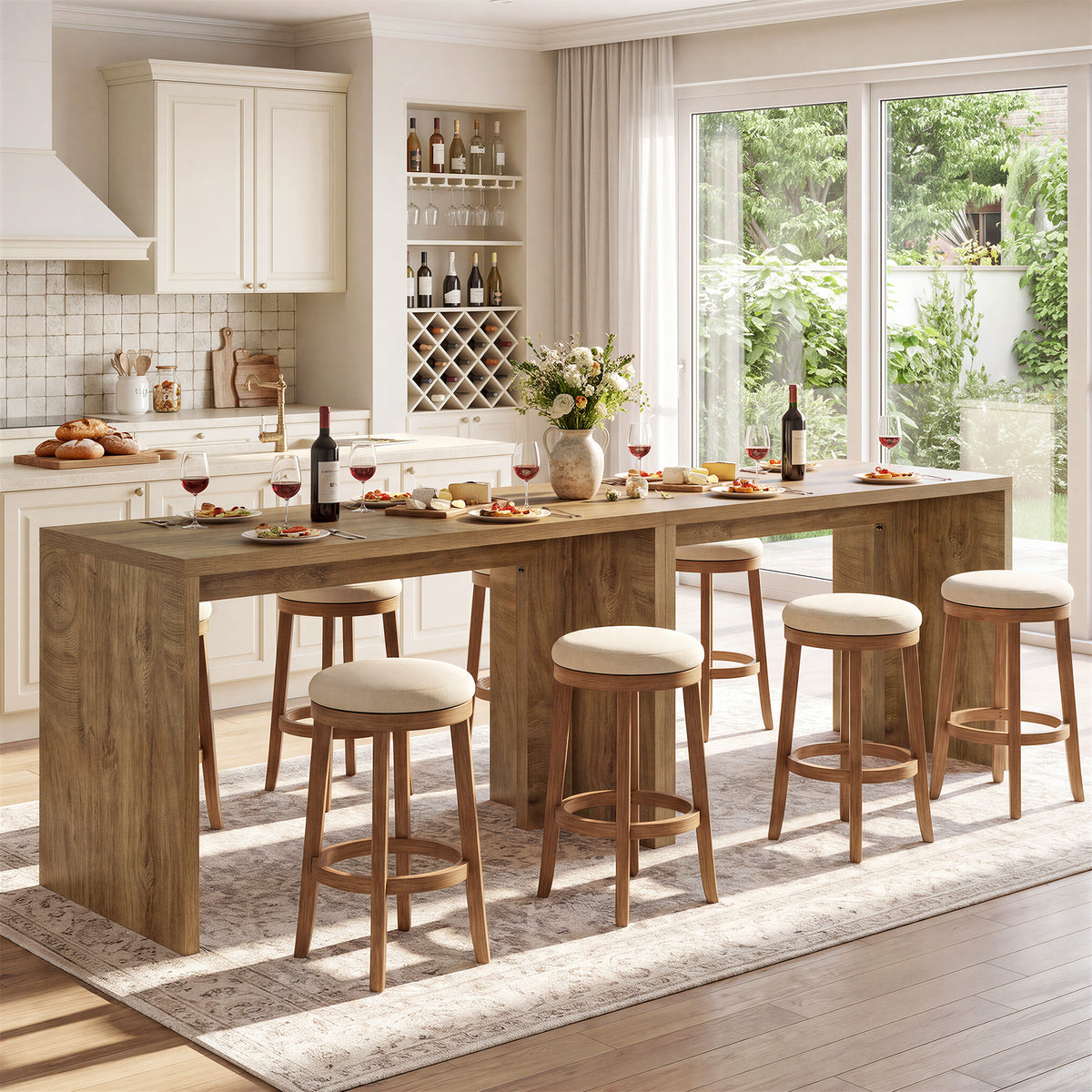 Tribesigns 55" Bar Table with Slim Top and Warm Wood Finish, Bar Height Table for Kitchen