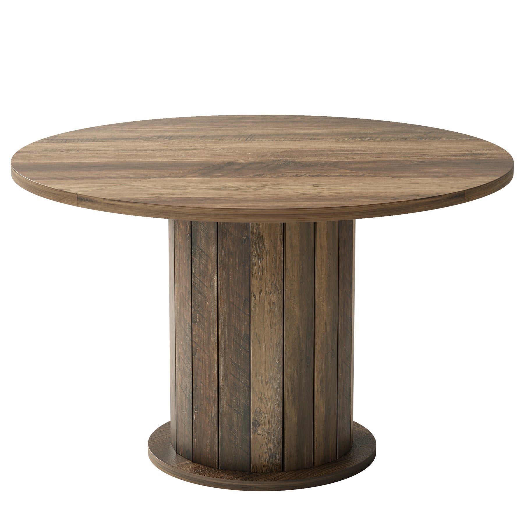 47.24-Inch Round Conference Table with Pedestal Base, Farmhouse Meeting Table for 4 to 6 People