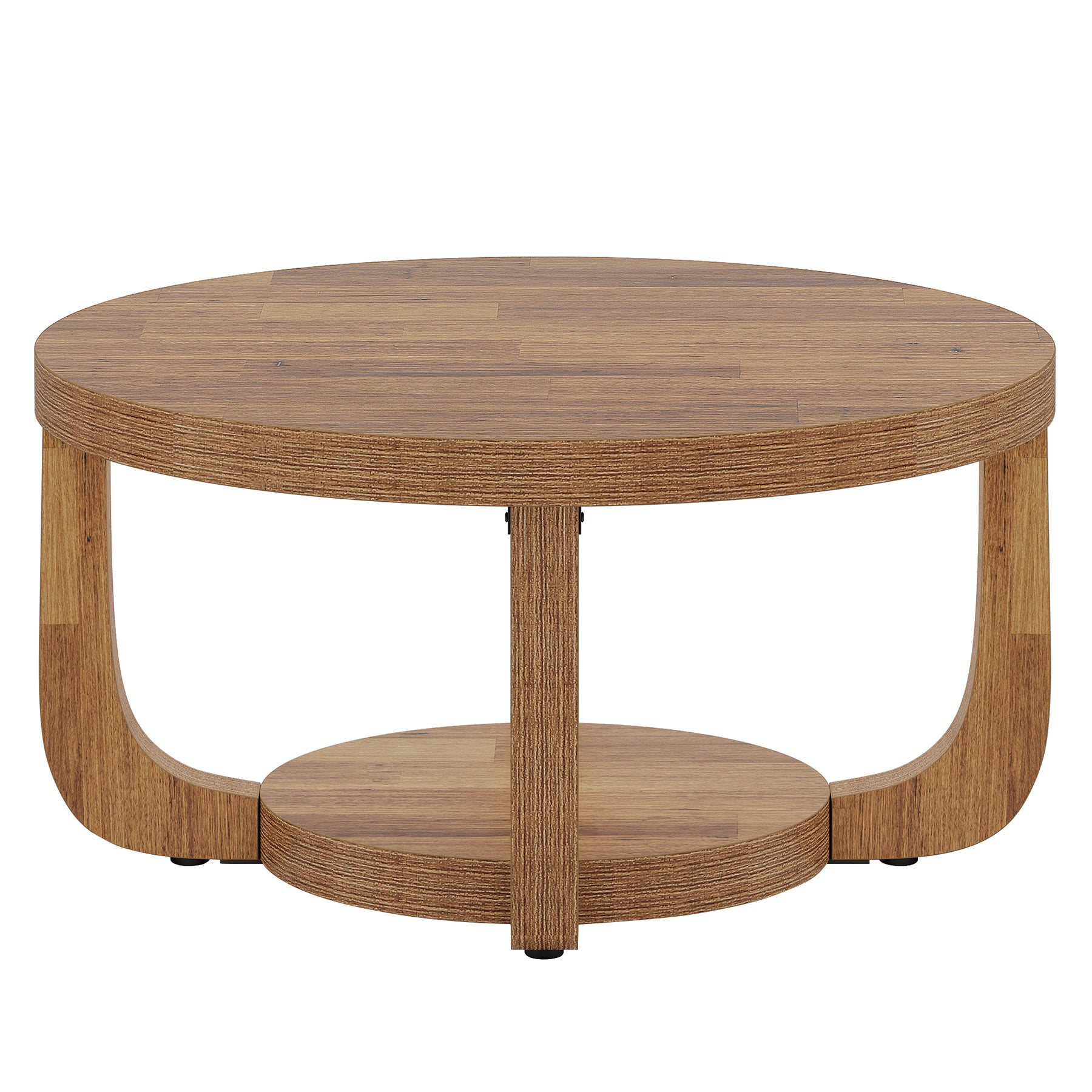 Tribesigns 31.5-Inch Round Coffee Table with Storage Shelf, 2-Tier Farmhouse Table for Living Room