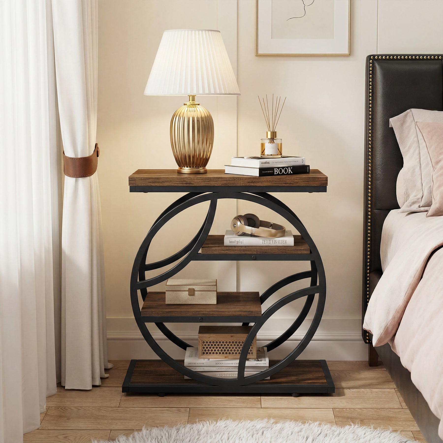 Tribesigns 25.59" Side Table, 4-Tier Narrow End Table for Living Room Bedroom