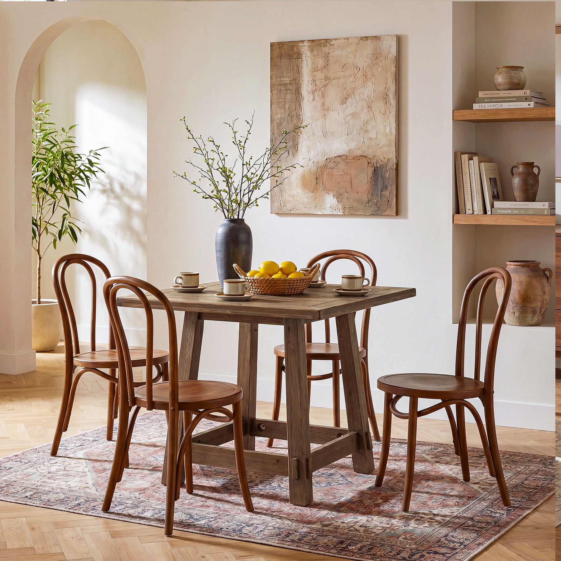 Tribesigns 31.49-Inch Solid Wood Square Dining Table for 4, Farmhouse Kitchen Table for Small Spaces