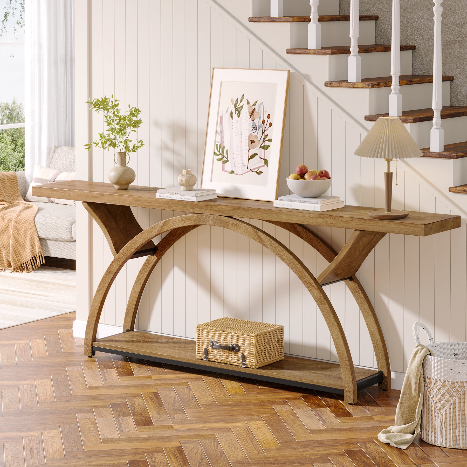 Tribesigns 70.87-Inch Rustic Console Table with Storage Shelf, Narrow Sofa Table for Entryway and Hallway