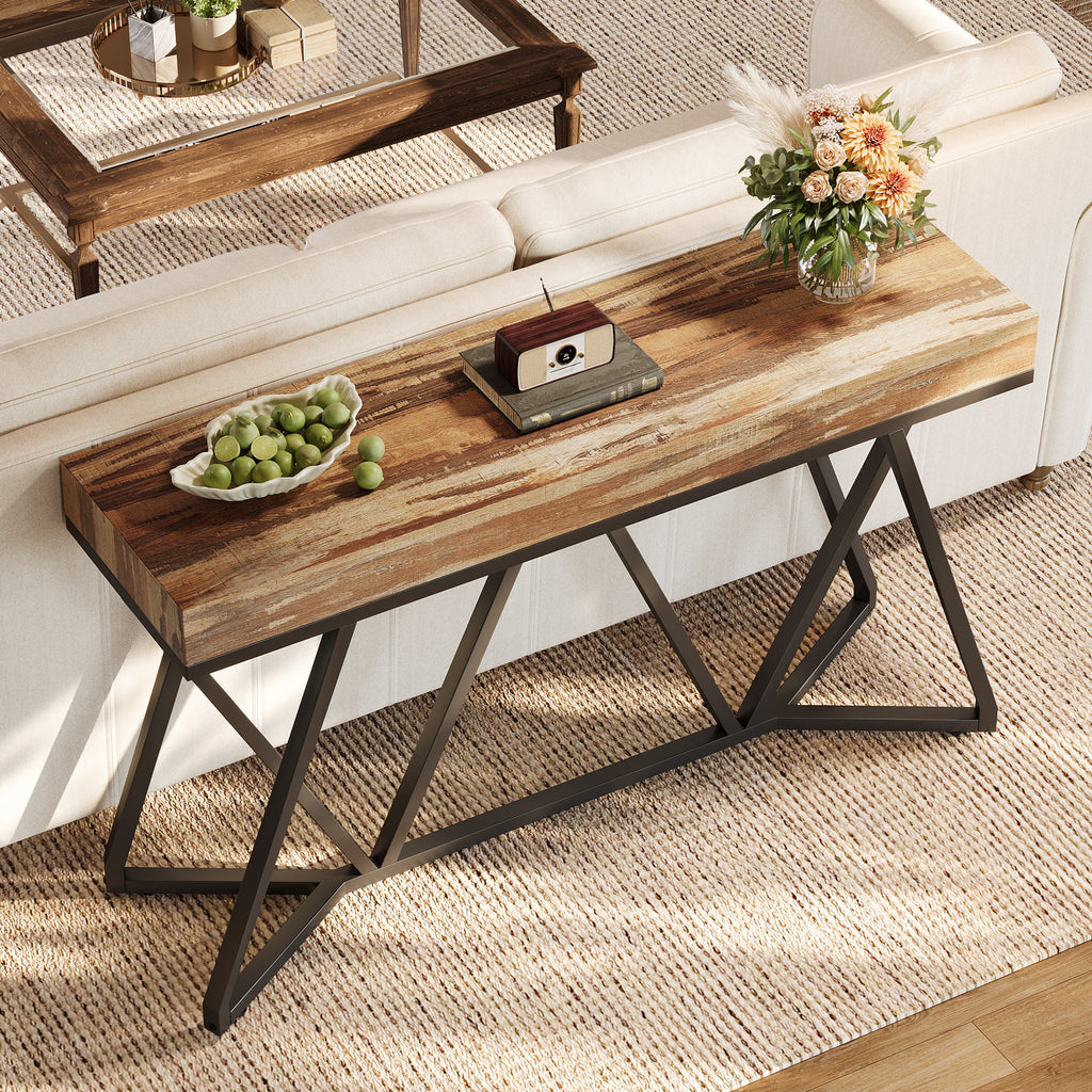 Farmhouse Console Table 55" Sofa Table Wood Entryway Table