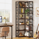 Tribesigns 79-Inch 7-Tier L-Shaped Corner Bookshelf, Tall Wood Bookcase with Metal Frame for Living Room or Office 3