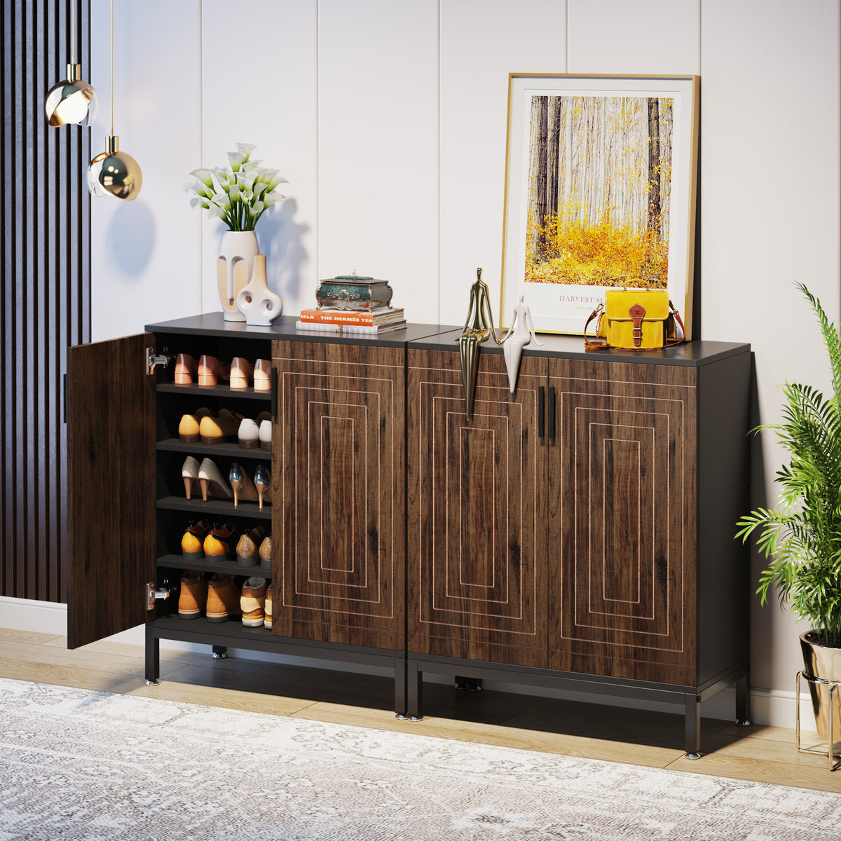 Tribesigns 31.5" Shoe Cabinet with Doors and 5-Tier Storage, 20-Pair Shoe Organizer for Entryway