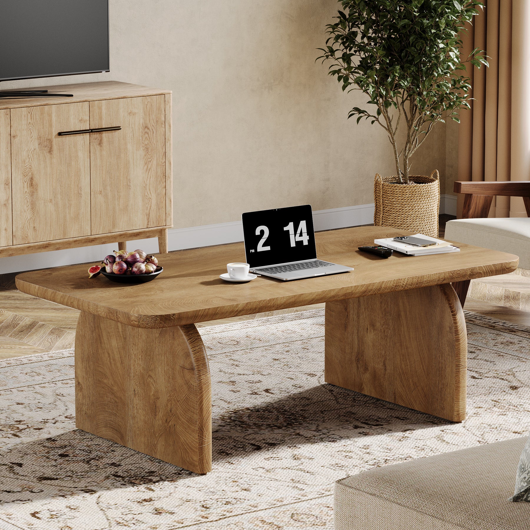 47 Inch Wood Rectangular Coffee Table, Living Room Table