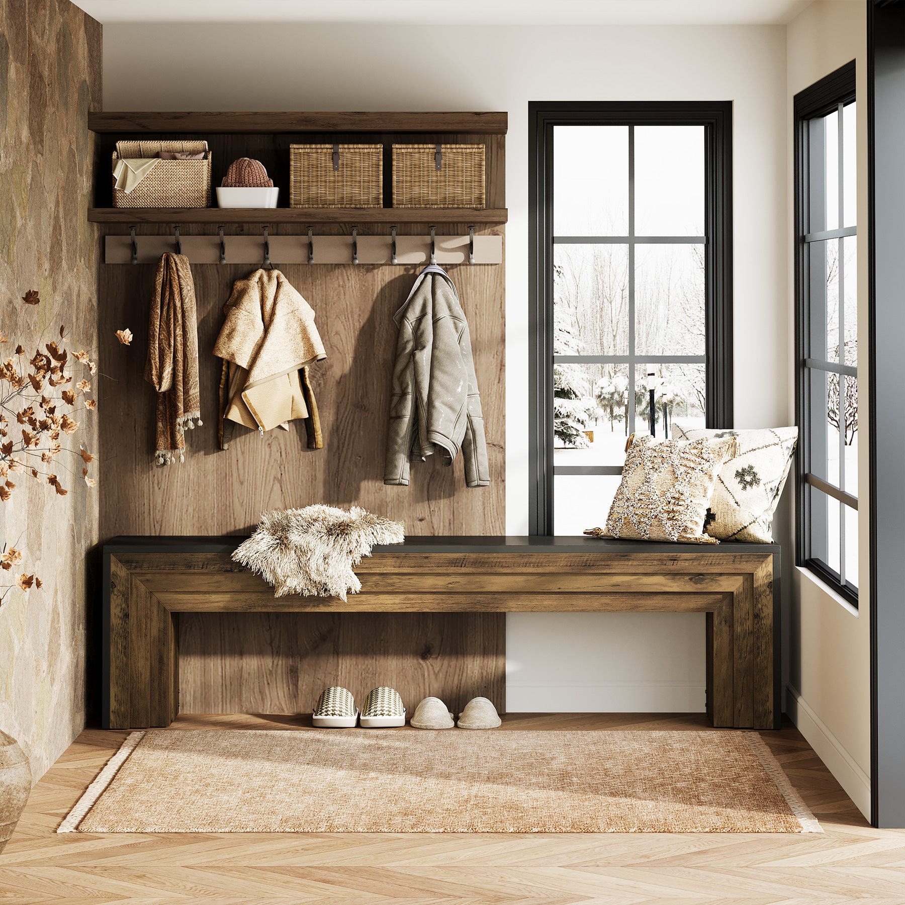 Tribesigns 70.9 Inch Extra Long Shoe Storage Bench, Modern Wooden Entryway Bench for Hallway