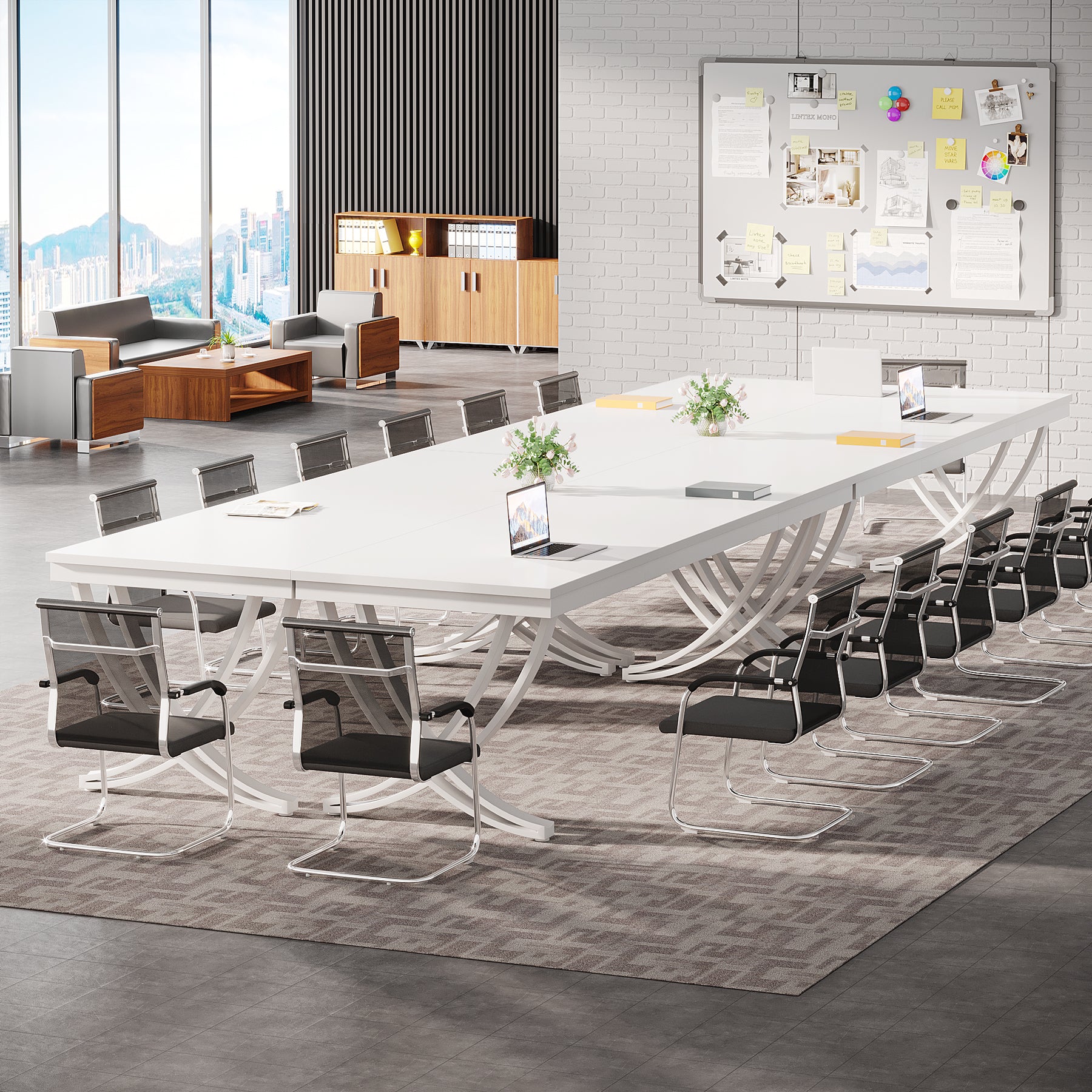 6.5FT Conference Table for 6-8 People, 78-Inch Rectangular Table with Metal Frame