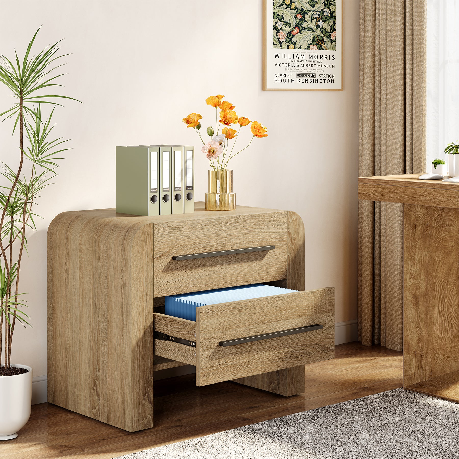 Tribesigns 27.55 Inch 2-Drawer Nightstand with Curved Edges, Modern Bedside Table for Bedroom