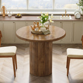 31.5" Round Dining Table - Rustic Brown Kitchen Table for Small Spaces with Sturdy Base 3
