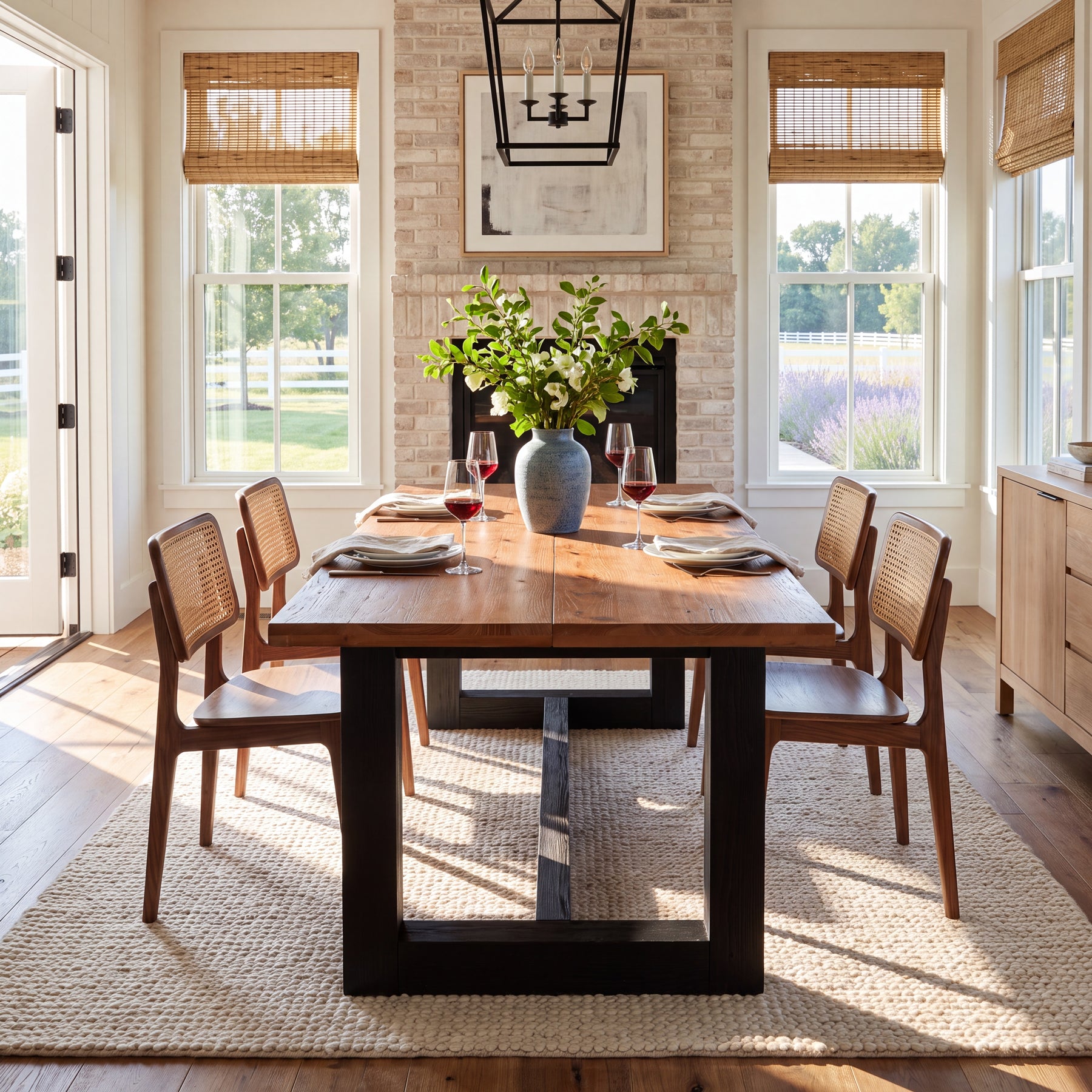Tribesigns 63 Inch Solid Wood Dining Table for 6, Farmhouse Kitchen Table with U-Shaped Legs