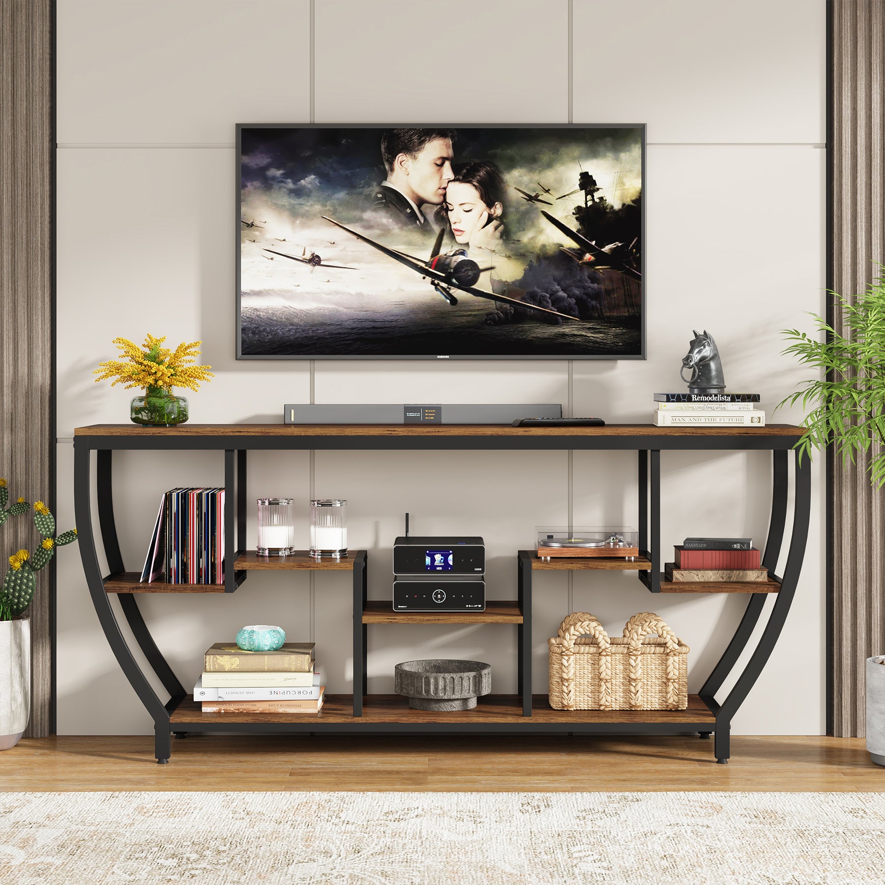 Tribesigns 70.9" Sofa Table with Shelves, Console Table for Living Room