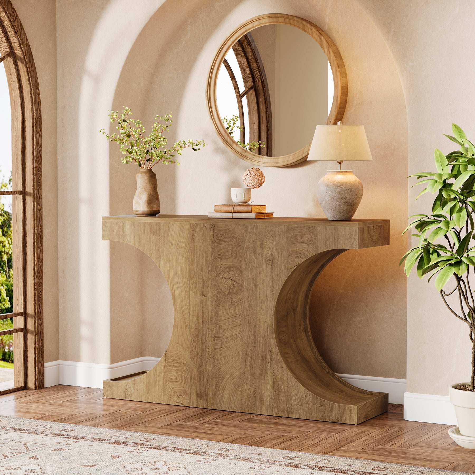 Tribesigns 47.24-Inch Farmhouse Console Table, with C-Shaped Legs for Hallway or Living Room