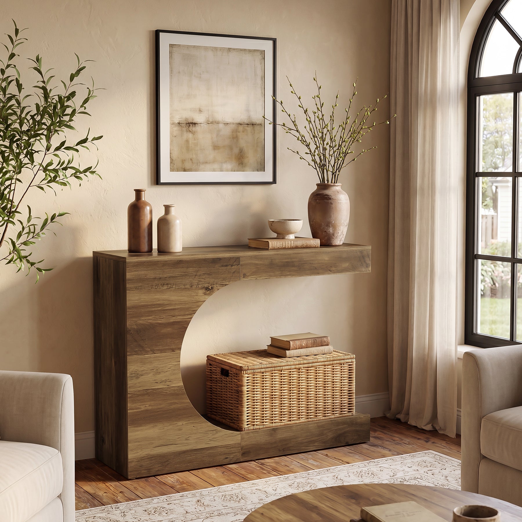 Tribesigns 40-Inch Farmhouse Console Table with C-Shaped Design, Small Entryway Table for Foyer and Living Room