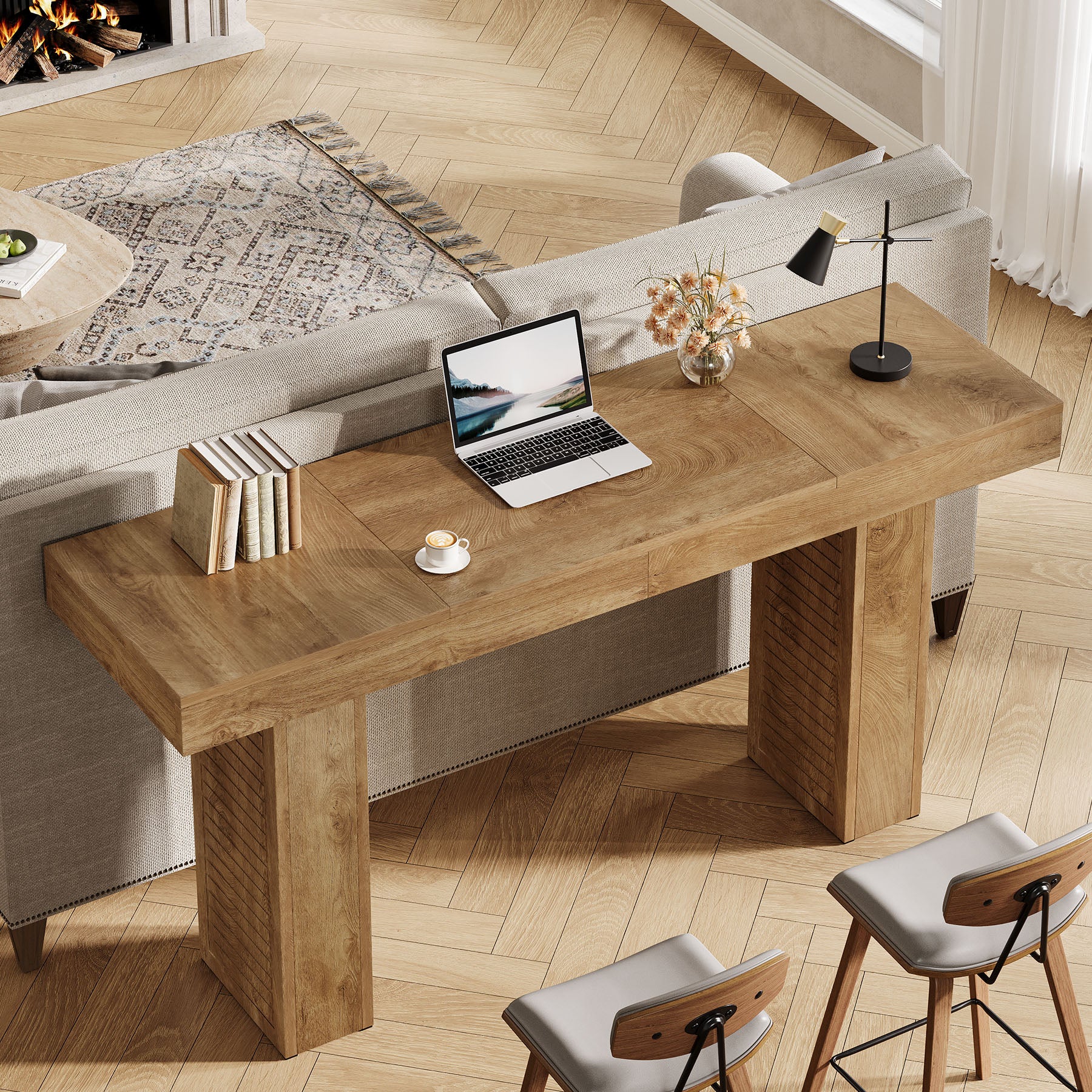 70.9 Inch Extra Long Bar Table for 4-6, Counter Height Pub Table for Kitchen and Home Bar