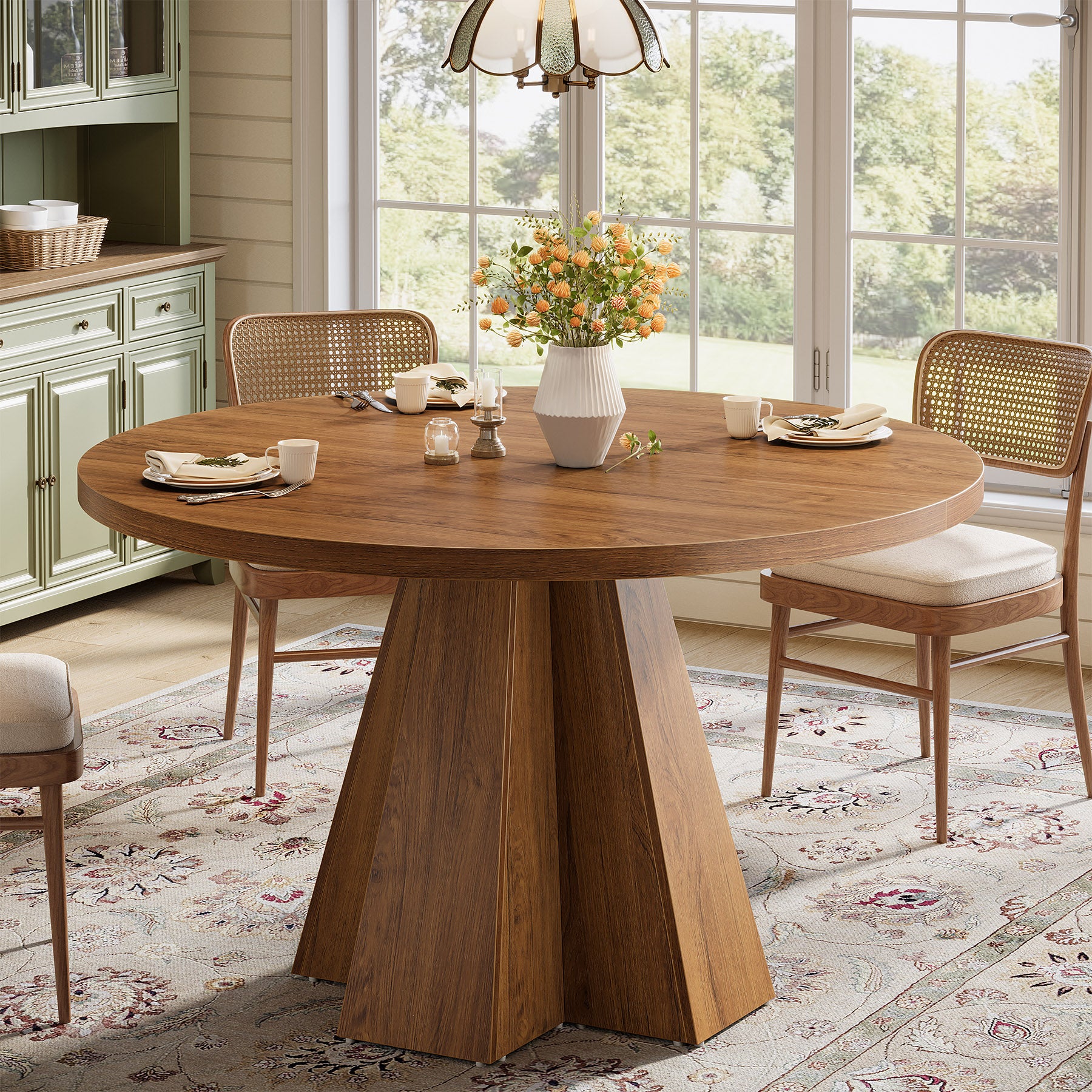 Tribesigns 47-Inch Round Dining Table, Sturdy Base with Thickened Top for Kitchen and Dining Room