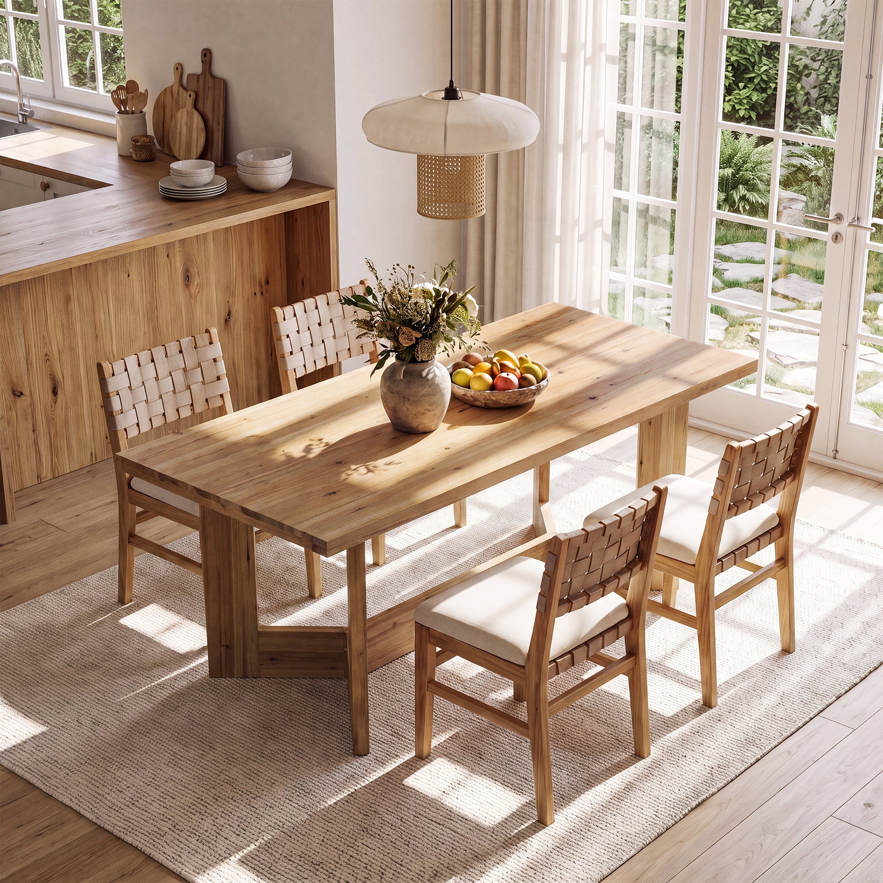 Tribesigns 63-Inch Solid Wood Dining Table for 6, Farmhouse Rectangle Table for Dining Room