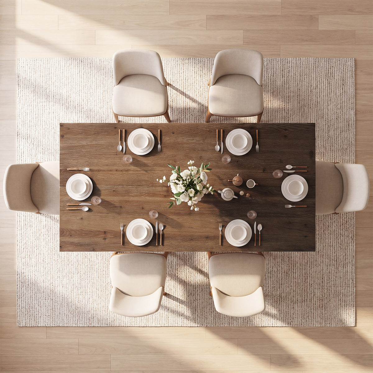 Tribesigns 63-Inch Solid Wood Dining Table for 4-6, Farmhouse Kitchen Table with Trestle Base