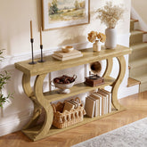 Tribesigns 55 Inch Console Table with 3-Tier Storage, Farmhouse Hallway Table with Wave Legs 3