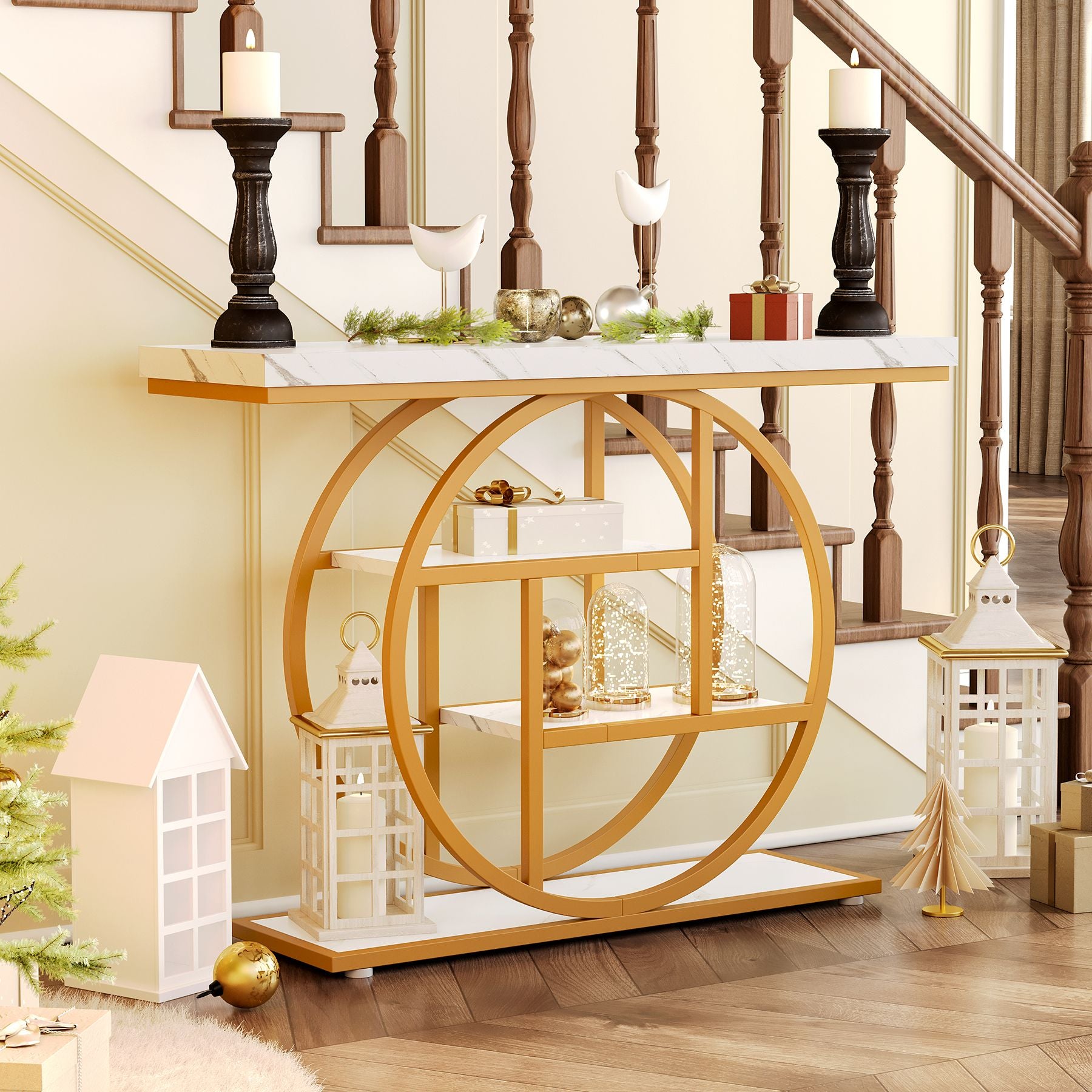 Tribesigns Industrial 4-Tier Sofa Table - 41.3" Console Table with Storage Shelves