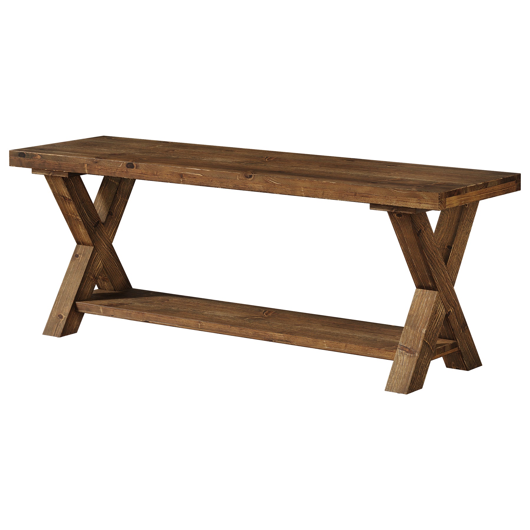 Tribesigns 43.3-Inch Solid Wood Entryway Bench with Storage Shelf and X-Shaped Legs, Farmhouse Shoe Bench for Hallway and Living Room