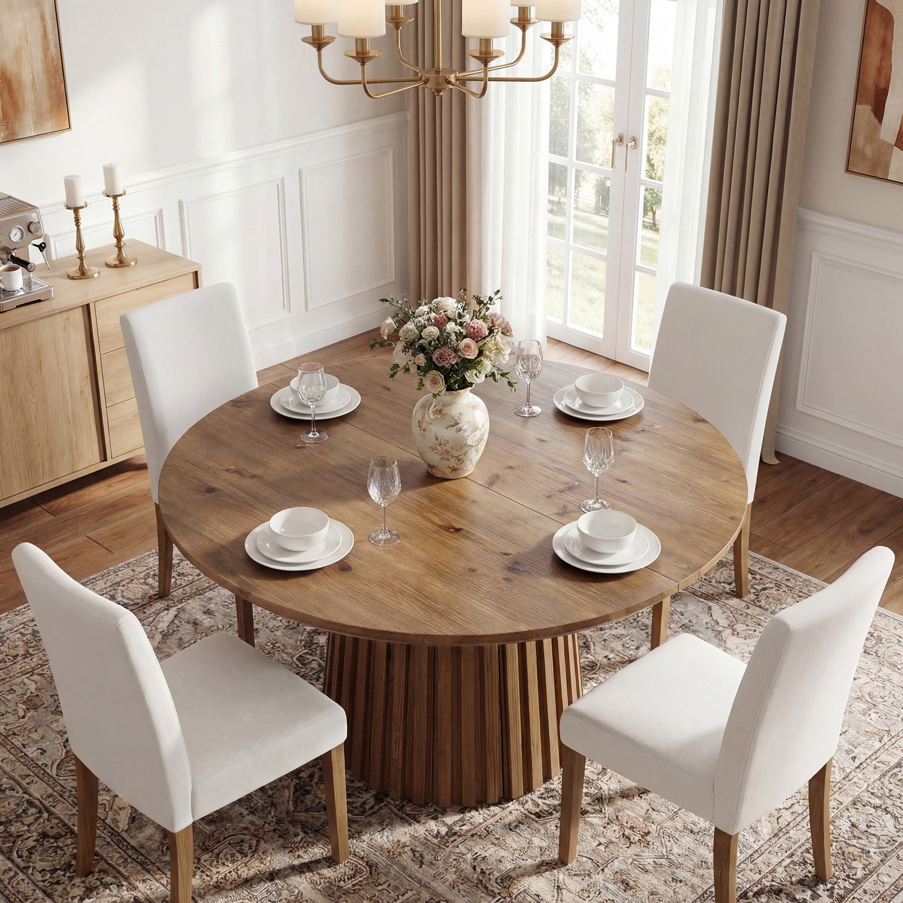 Tribesigns 47.24" Round Dining Table, Solid Wood Kitchen Table for Dining Room