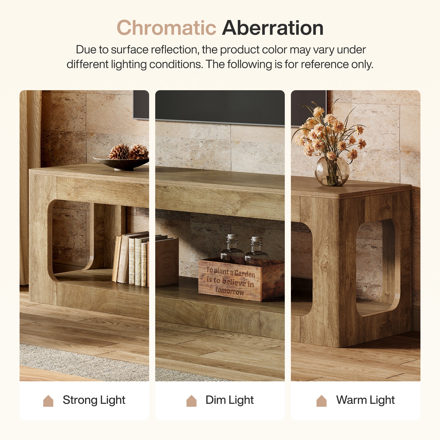 Tribesigns 63-Inch Farmhouse TV Stand with Circle Cutouts, 2-Tier Media Console for Living Room