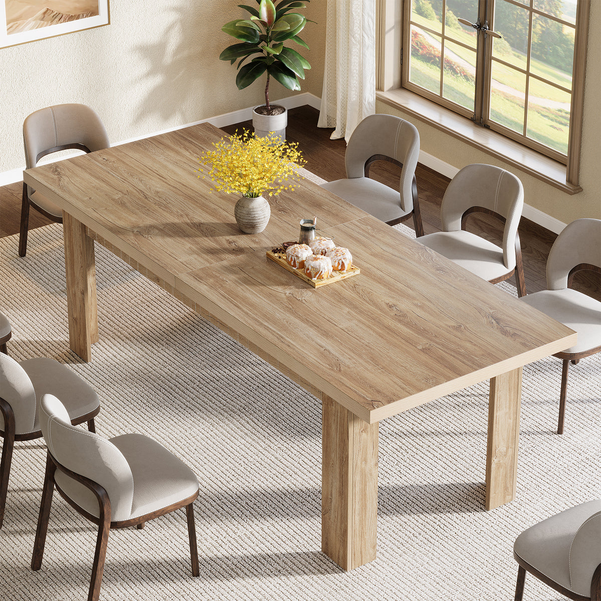 Tribesigns 79-Inch Farmhouse Dining Table for 6-8, Extra Long Rectangular Table for Dining Room