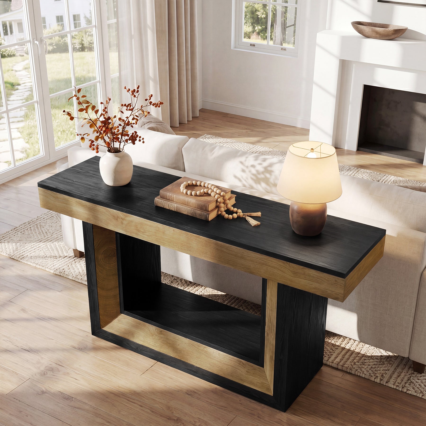 Tribesigns 63-Inch Narrow Console Table with 2-Tier Storage, Farmhouse Sofa Table for Entryway