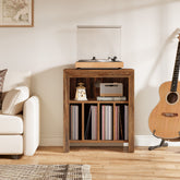 Tribesigns Industrial Record Player Cabinet with Wheels, Vinyl CD Media Storage Side Table 3