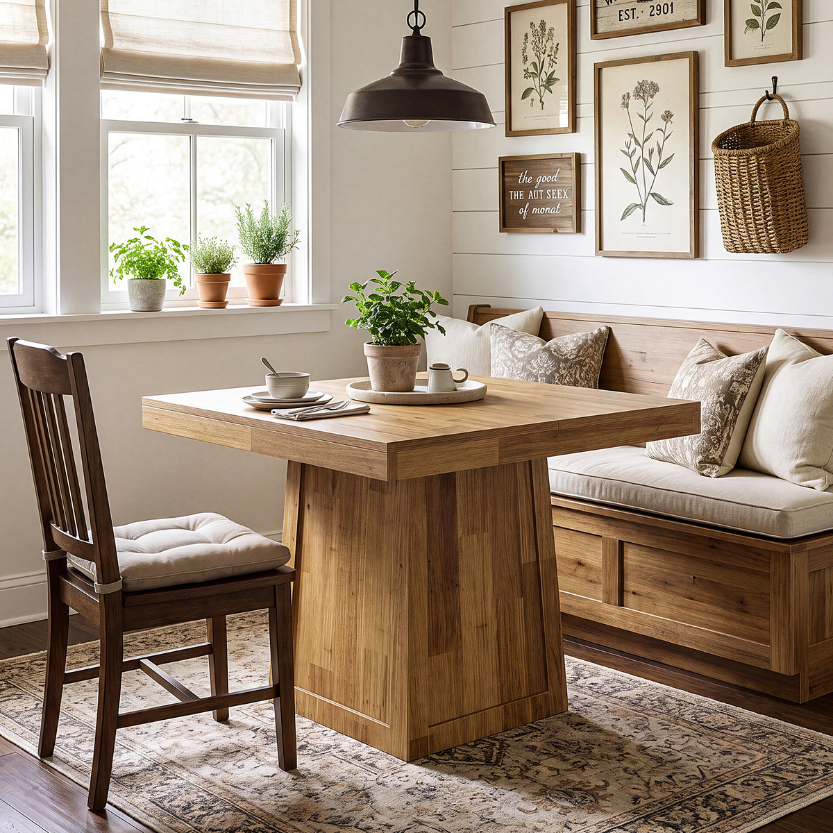 Tribesigns 31.5 Inch Square Dining Table for 2-4, Walnut Kitchen Table with Trapezoid Base for Small Spaces