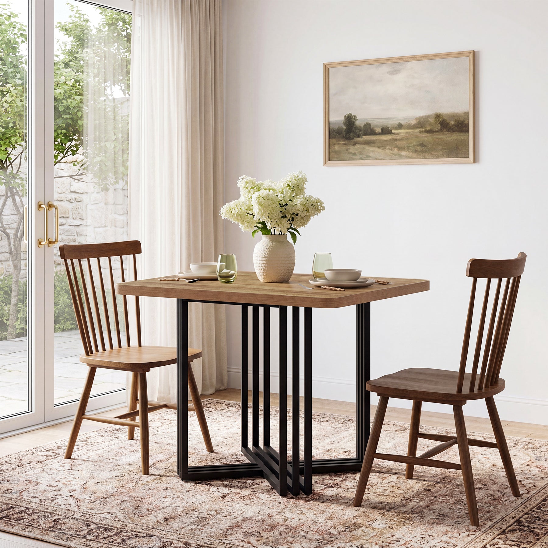 Tribesigns 39.37-Inch Dining Table for 4, Industrial Farmhouse Kitchen Table with Wood Grain Finish