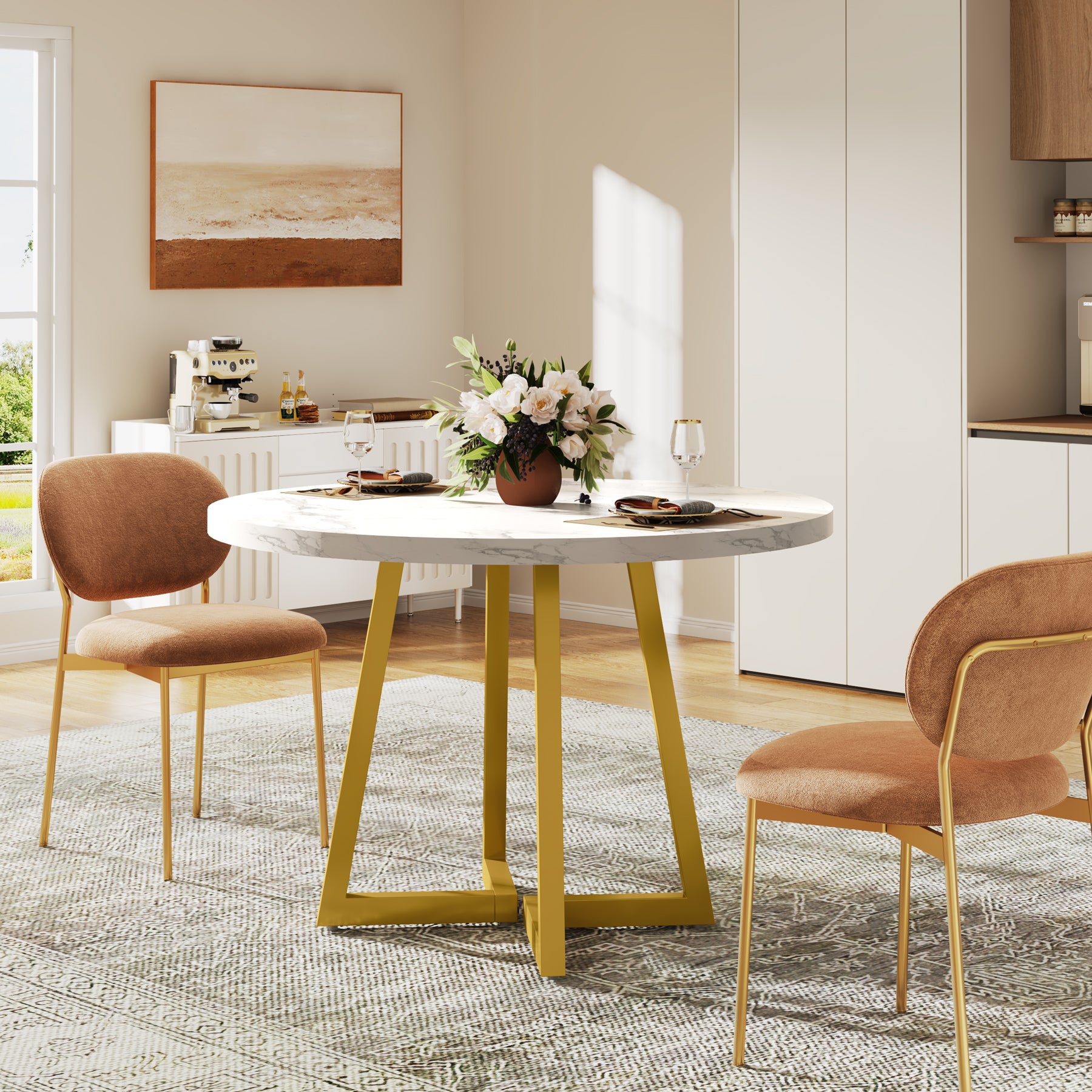 31.5" Industrial Round Dining Table Cafe-Style Table