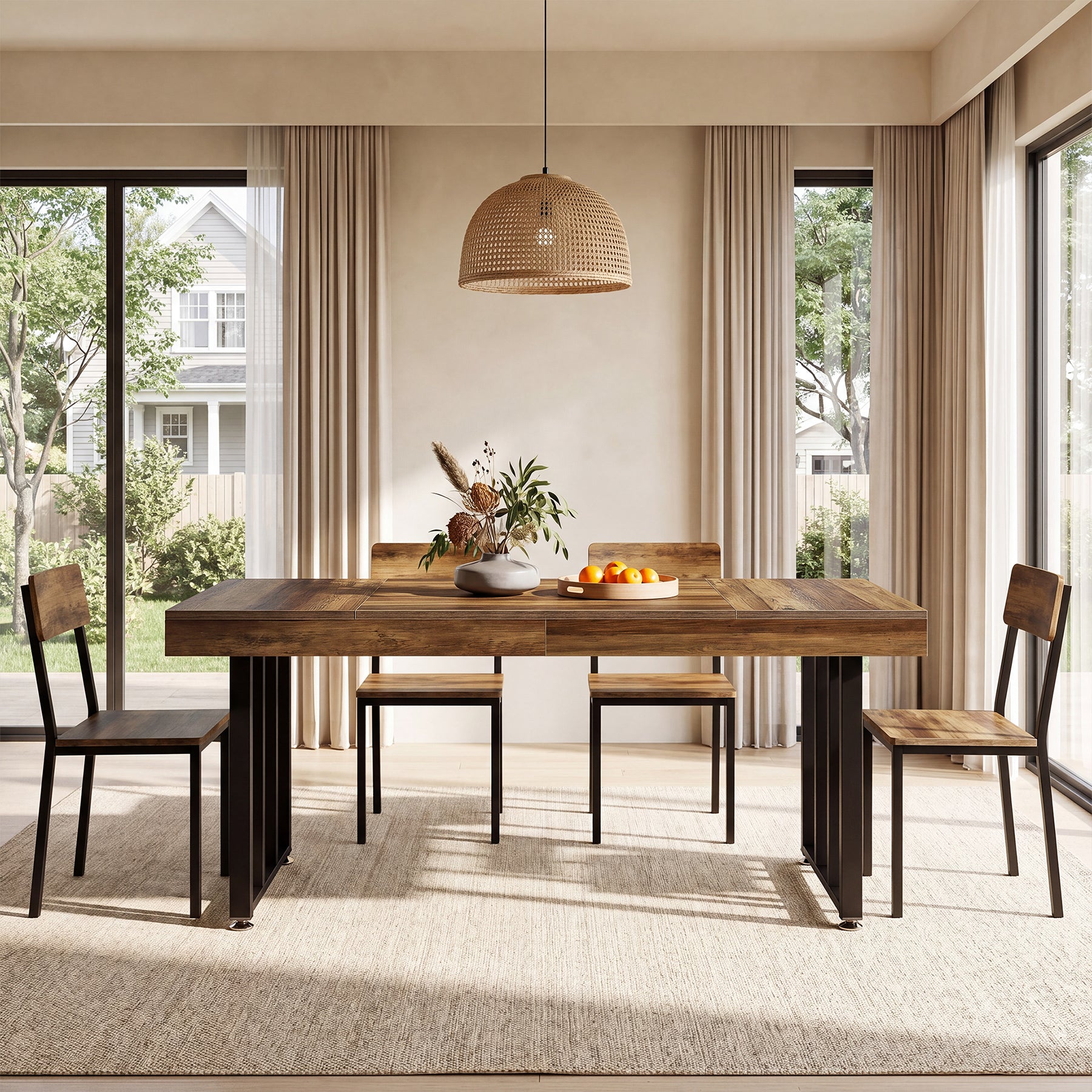 55-Inch Rectangular Dining Table for 4, Thick-Top Kitchen Table for Small Spaces