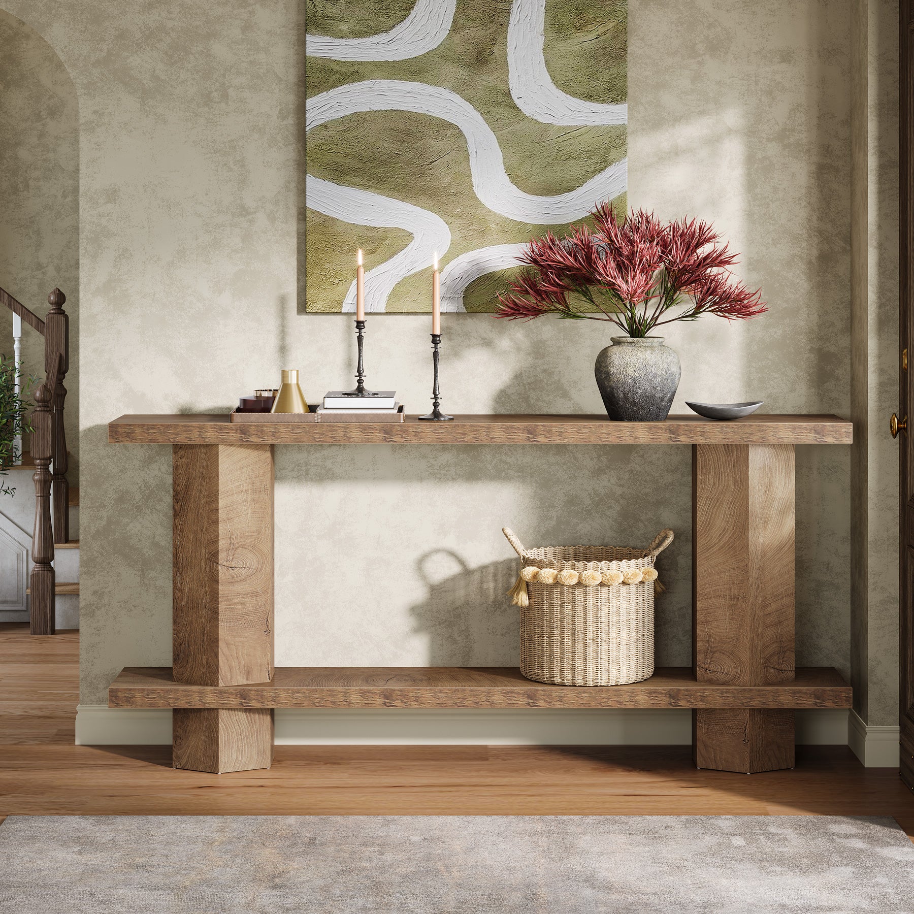70.87-Inch Wooden Console Table for Entryway, Long Sofa Table Behind Couch