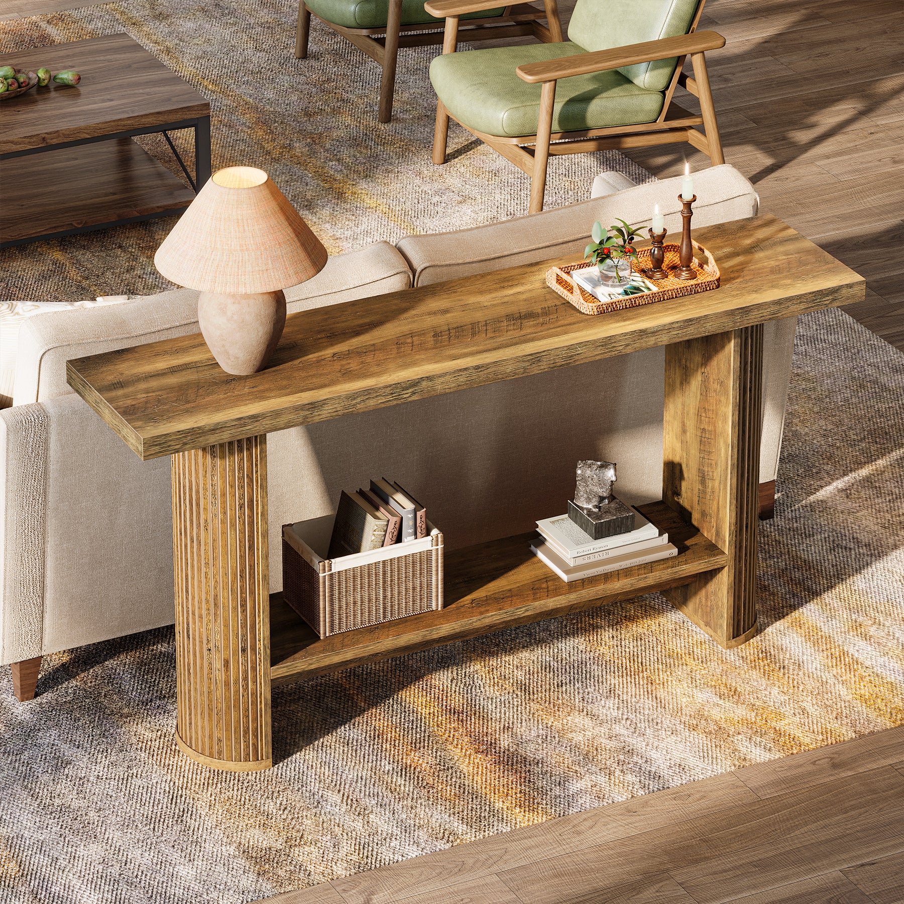 Sleek 55-Inch Console Table, Modern Entrance Table Behind Sofa