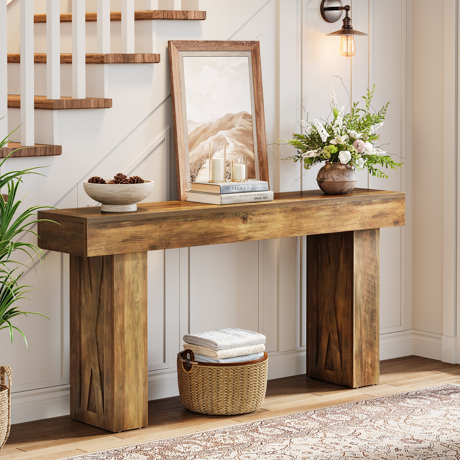 63 Inch Narrow Console Table, Modern Sofa Table for Entryway Living Room