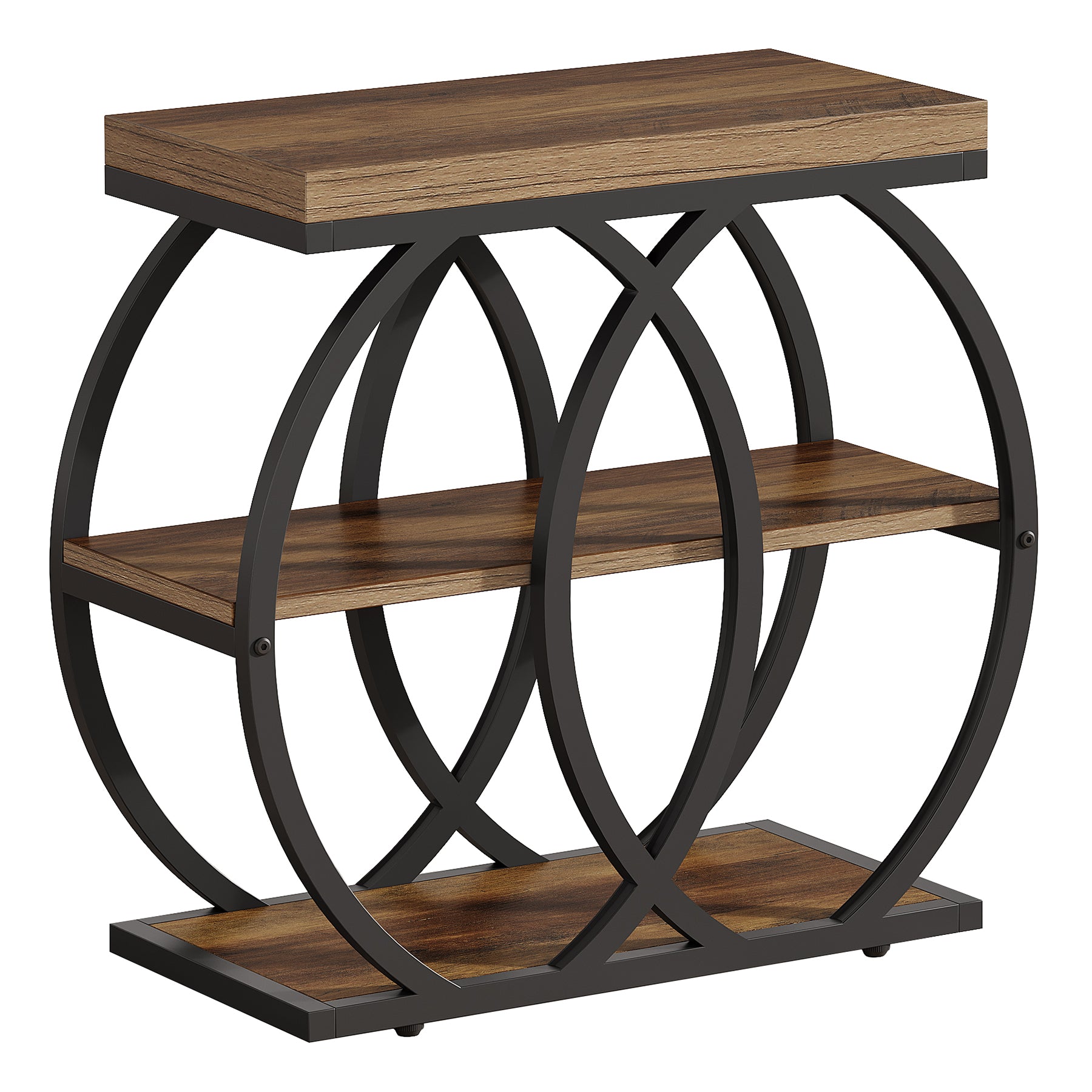 23.62-Inch 3-Tier Narrow End Table with Open Storage Shelves, Industrial Side Table for Living Room