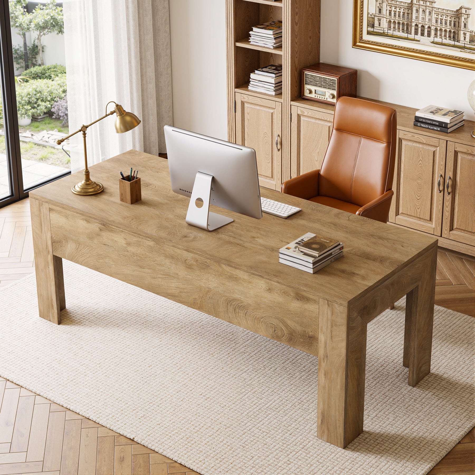 Tribesigns 63-Inch Modern Home Office Desk, Large Wooden Computer Desk for Study and Office